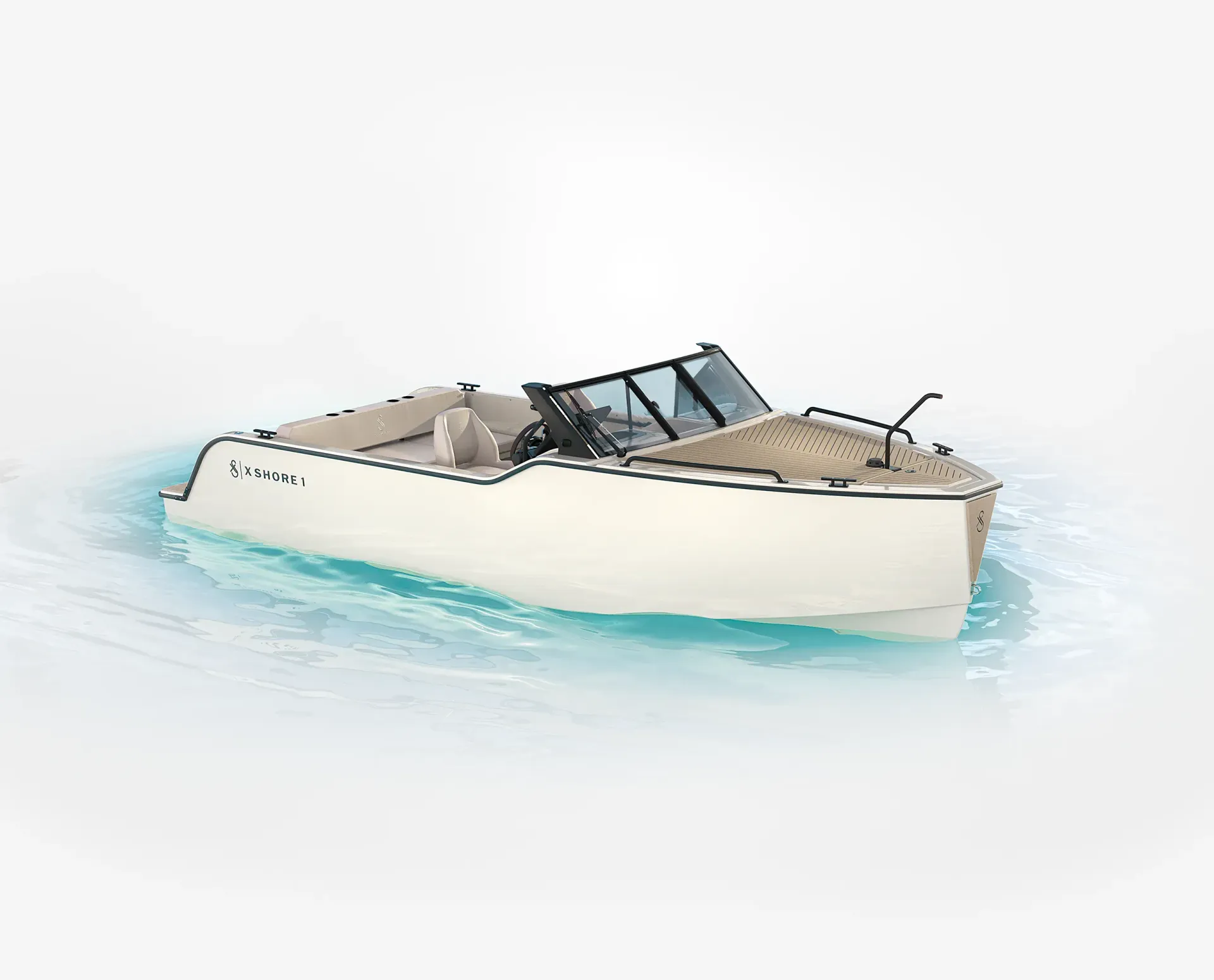Tan boat tied to in the water, XShore One Sandy For Sale
