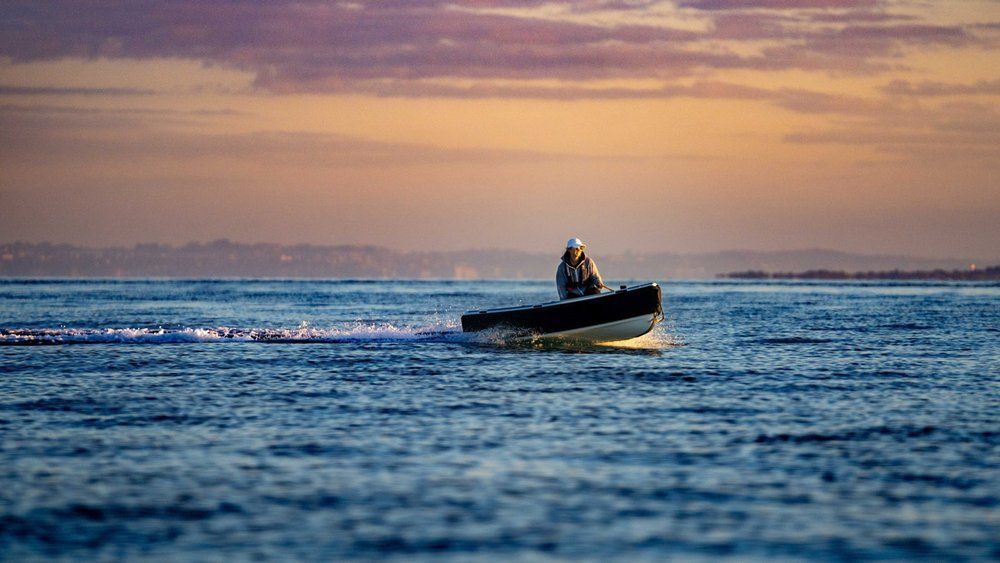 Zero Jet small boat tender in open water 
