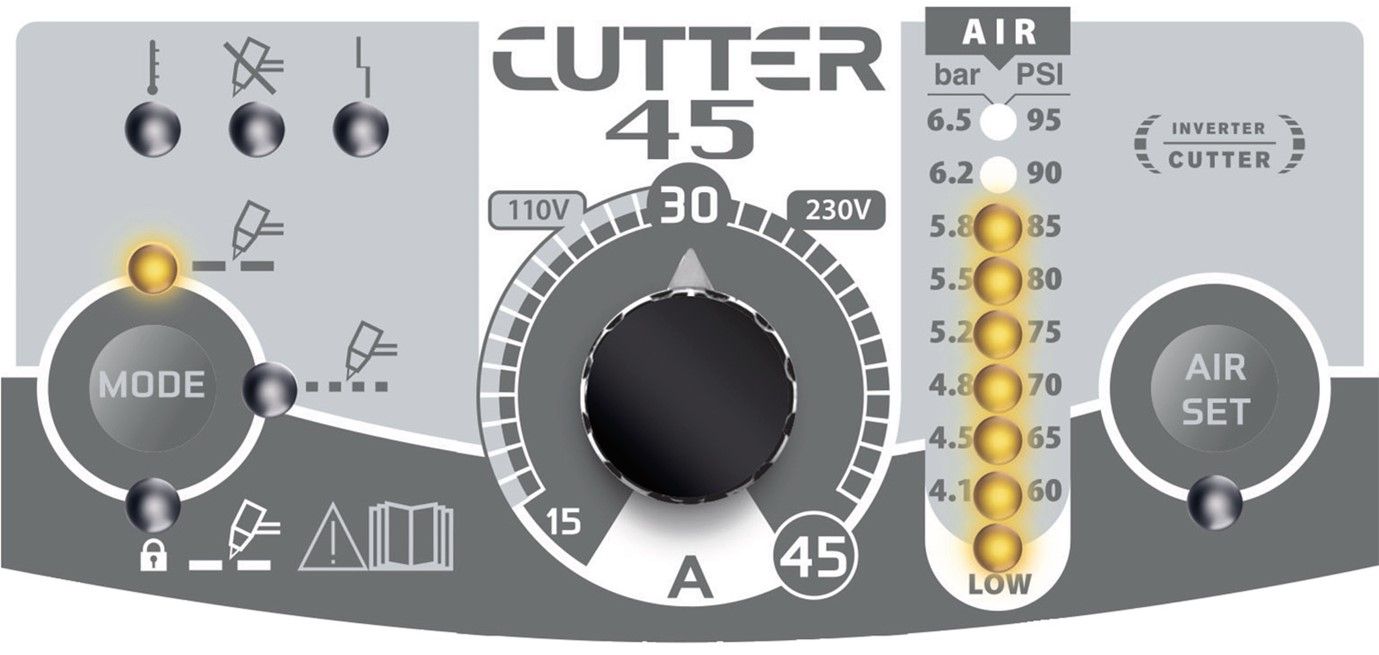 A black and white drawing of a cutter 45