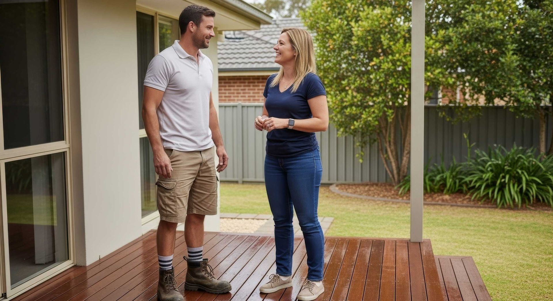 Friendly Handyman Discussing Home Repairs with Customer in Deebing Heights