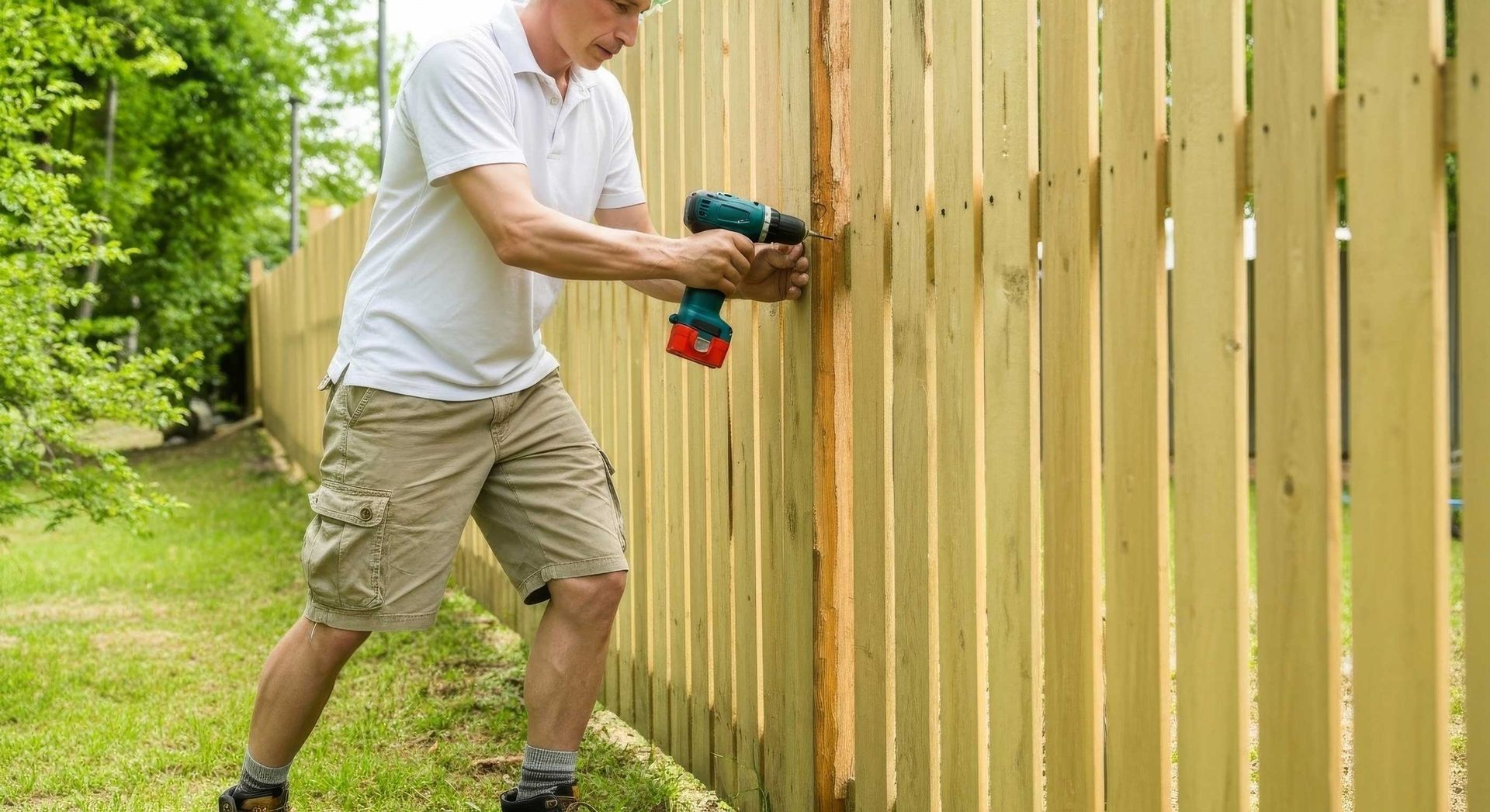 Straightening a Leaning Wooden Fence in Ipswich
