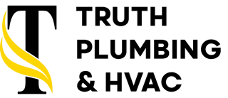 Logo for Truth Plumbing & HVAC with a black letter 