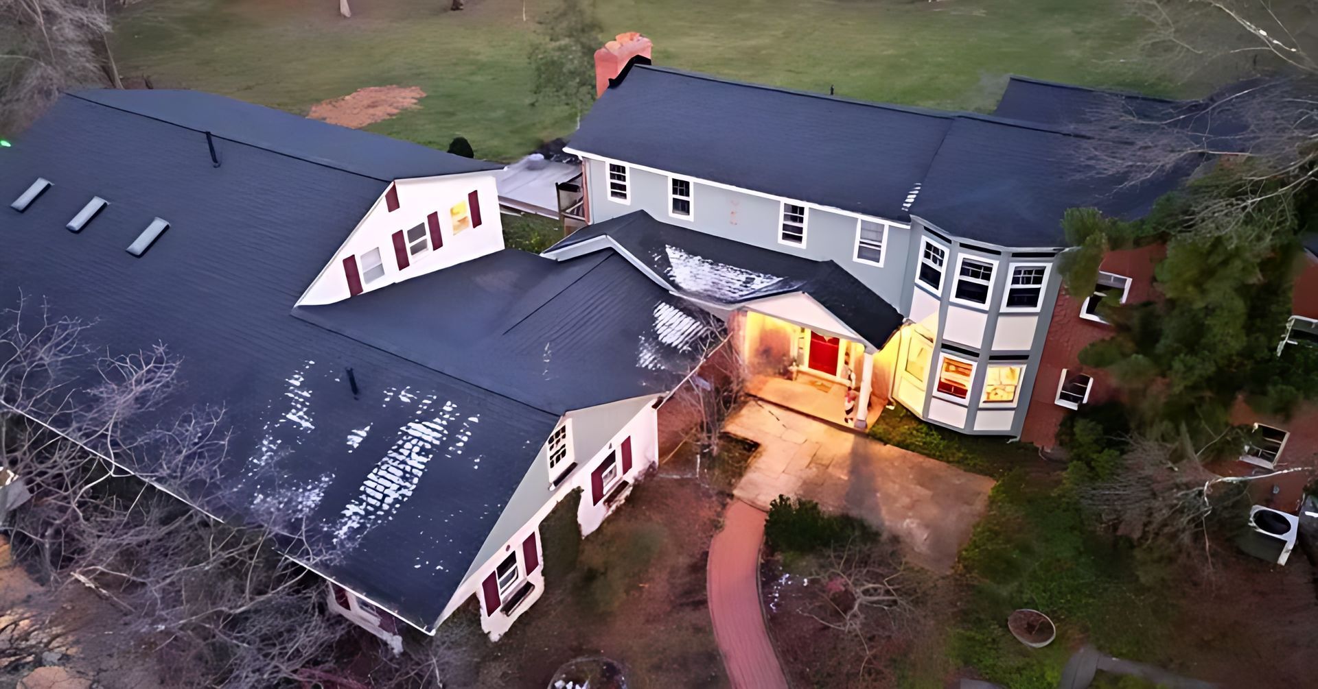 Asphalt shingle roof repair on a large residential estate in Silver Spring, Maryland