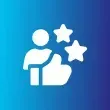 Person with thumb up and two stars.
