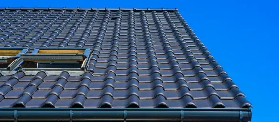 Gutter system installation on a residential home in Maryland.