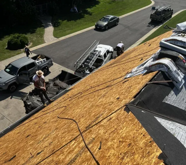Vanguard Roofing Contractors preparing roof for installation in Maryland