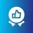 White thumbs-up badge icon