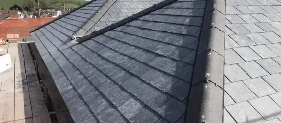 Emergency roof repair on a residential home in Maryland.
