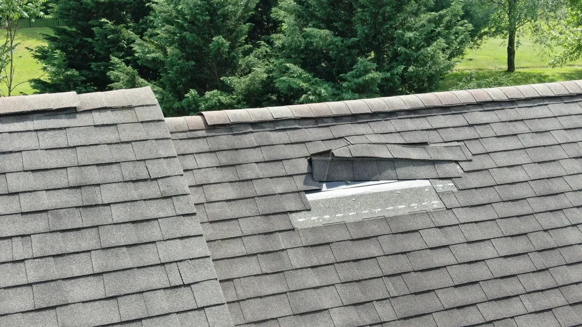 Asphalt roof storm damage in Potomac, MD