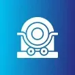 White shopping cart icon with a target-like object