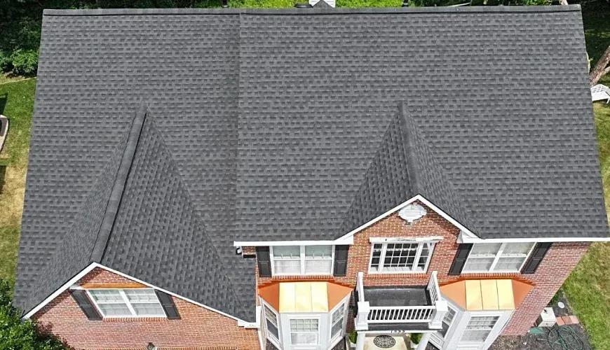 Asphalt shingle roof installation on a residential home in Chevy Chase, Maryland.