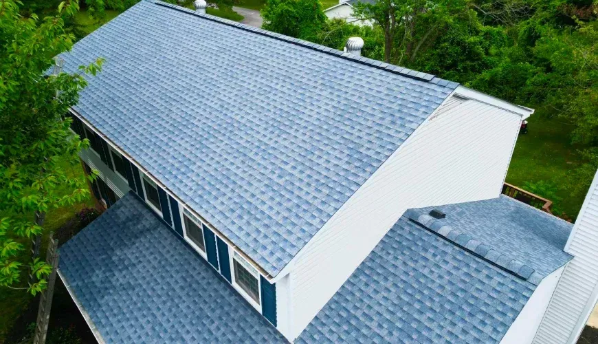 Shingle roofing project on a residential home in Potomac, Maryland.