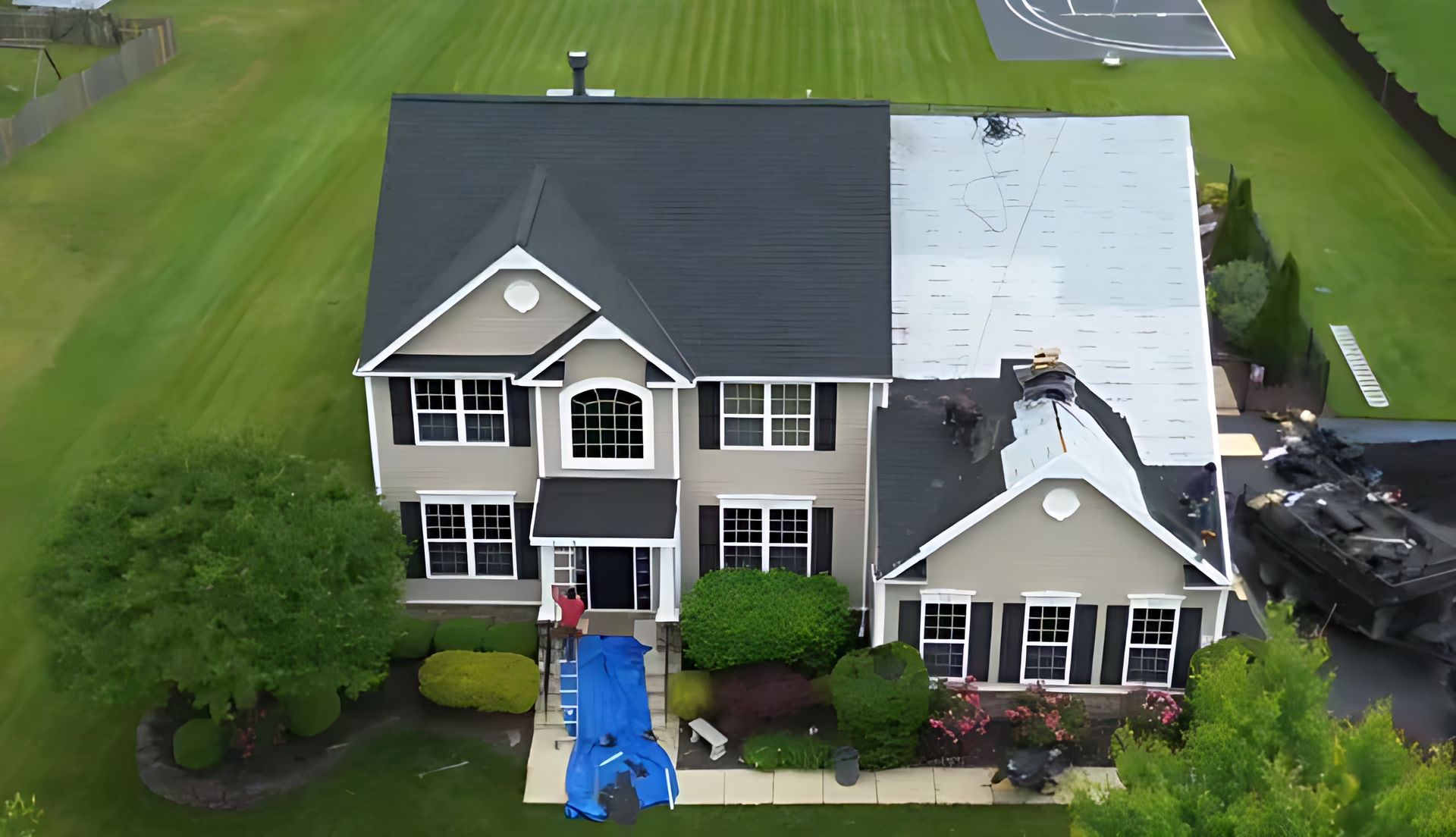 Asphalt shingle roof replacement on a residential home in Kent Island, Maryland.