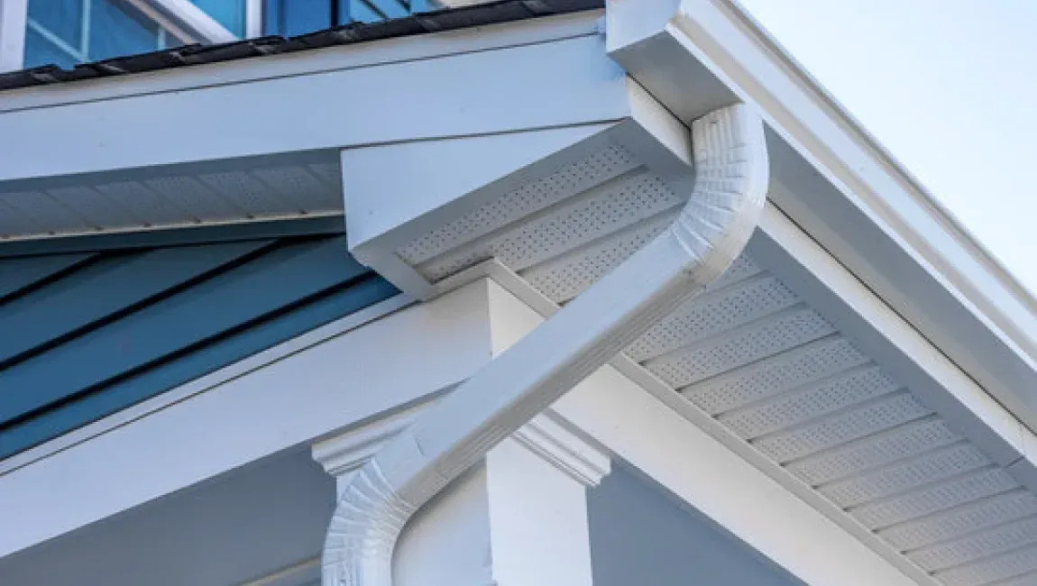 Gutter and downspout installation on a residential home in Maryland