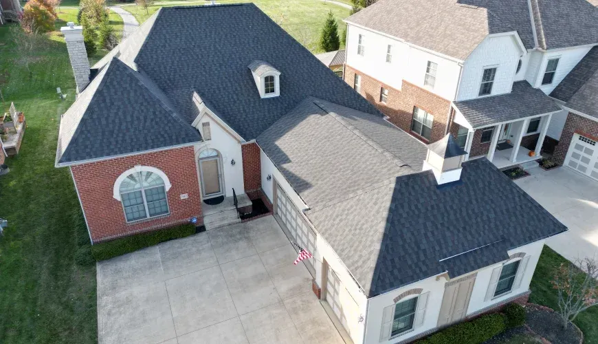 New asphalt shingle roof installation on a residential home in Maryland.