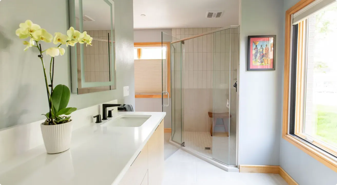 Refreshed bathroom remodel by Bella Domicile