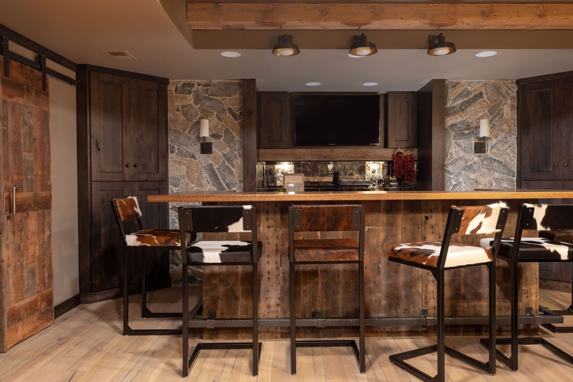 Finished lower level basement remodel by Bella Domicile