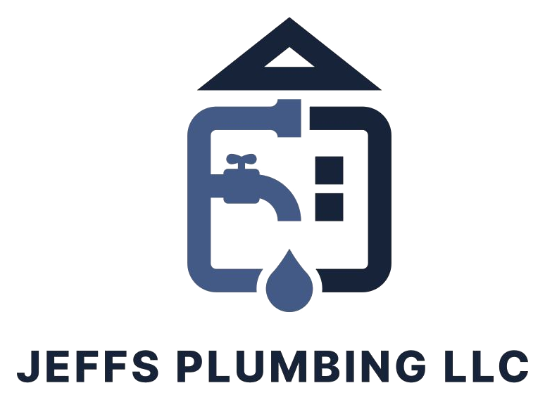 Jeffs Plumbing LLC logo with blue faucet and water drop icon