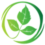 A green leaf is in a green circle on a white background.
