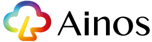 a colorful logo for a company called ainos