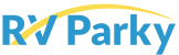 A blue and yellow logo for rv parky