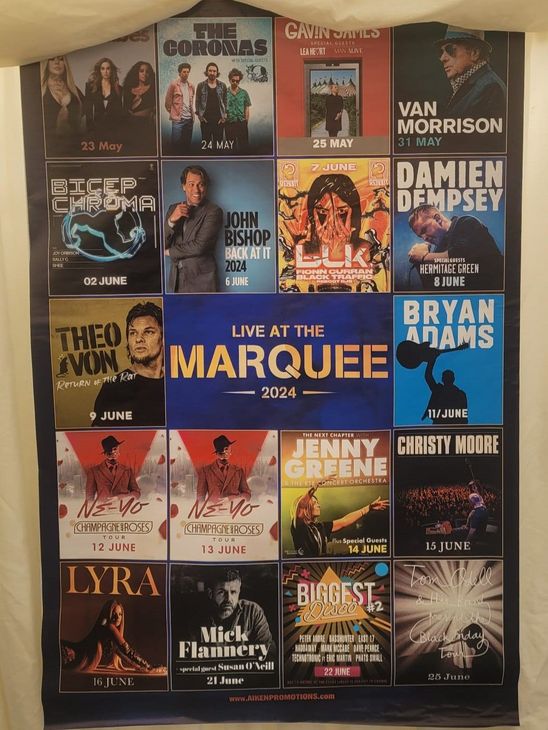 A poster that says live at the marquee on it
