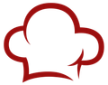 A red chef 's hat on a white background.