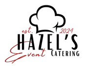 The logo for hazel 's event catering has a chef 's hat on it.