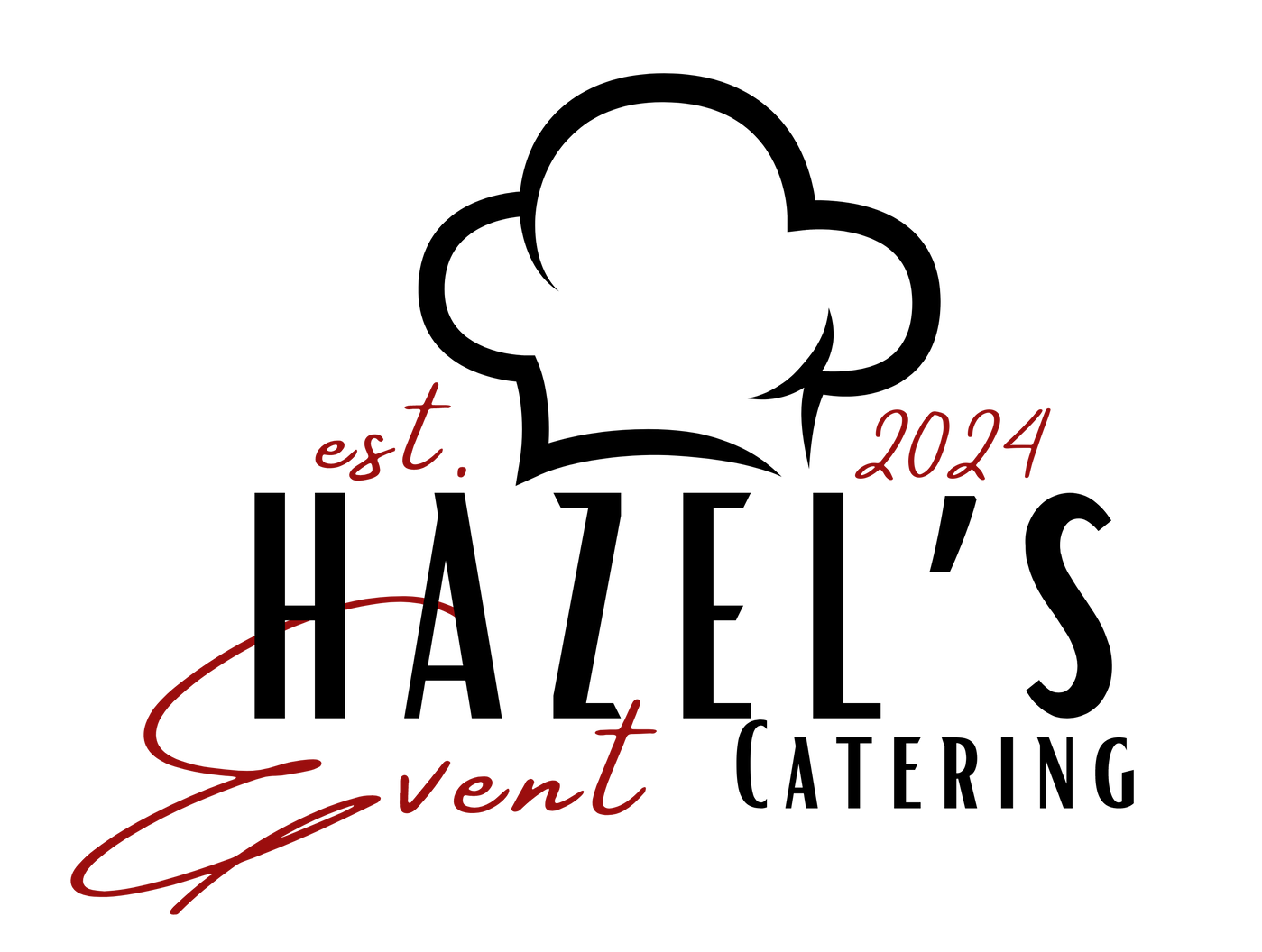 The logo for hazel 's event catering has a chef 's hat on it.