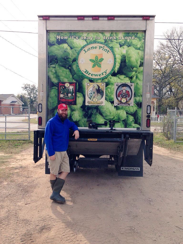 Man Outside Lone Pint Brewery Truck - Magnolia, TX