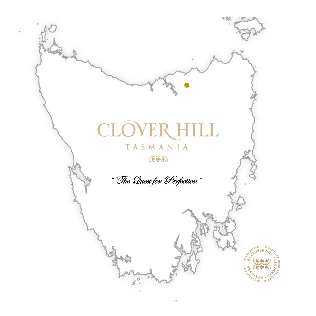 A map of tasmania with the word clover hill on it