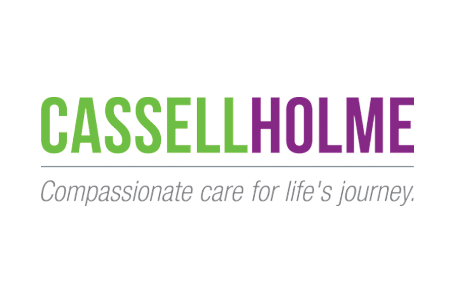 The cassellholme logo is green and purple and says `` compassionate care for life 's journey ''.