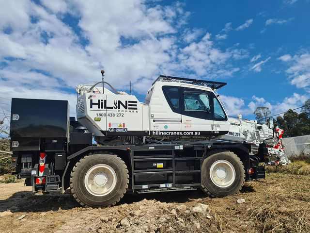 a mobile crane parked