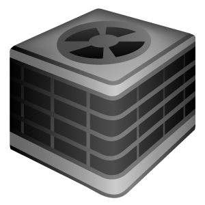A black and white drawing of an air conditioner