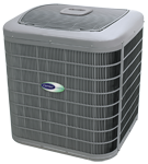 A picture of a carrier air conditioner on a white background.
