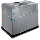 A picture of a carrier air conditioner on a white background.