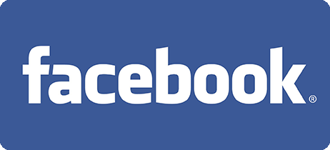 A blue and white facebook logo on a white background