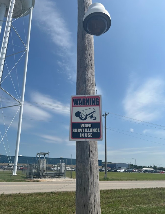A security camera and a