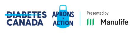 Logo for Aprons in Action, presented by Manulife and Diabetes Canada.
