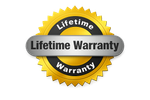 Gold seal with gray banner reading Lifetime Warranty