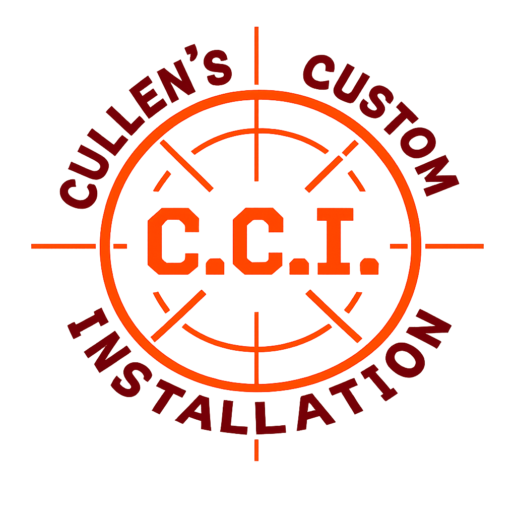 Cullen’s Custom Installation C.C.I. orange circular logo with crosshair-style lines on white background