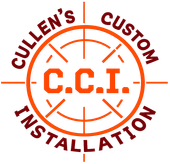 Circular orange and maroon C.C.I. logo reading Cullen’s Custom Installation