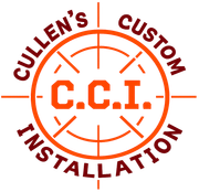 Circular orange and maroon C.C.I. logo reading Cullen’s Custom Installation