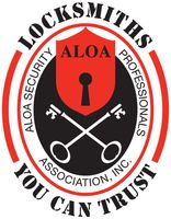 The ALOA Security Professionals logo featuring a red shield with a keyhole, crossed keys, and black and red circular text.