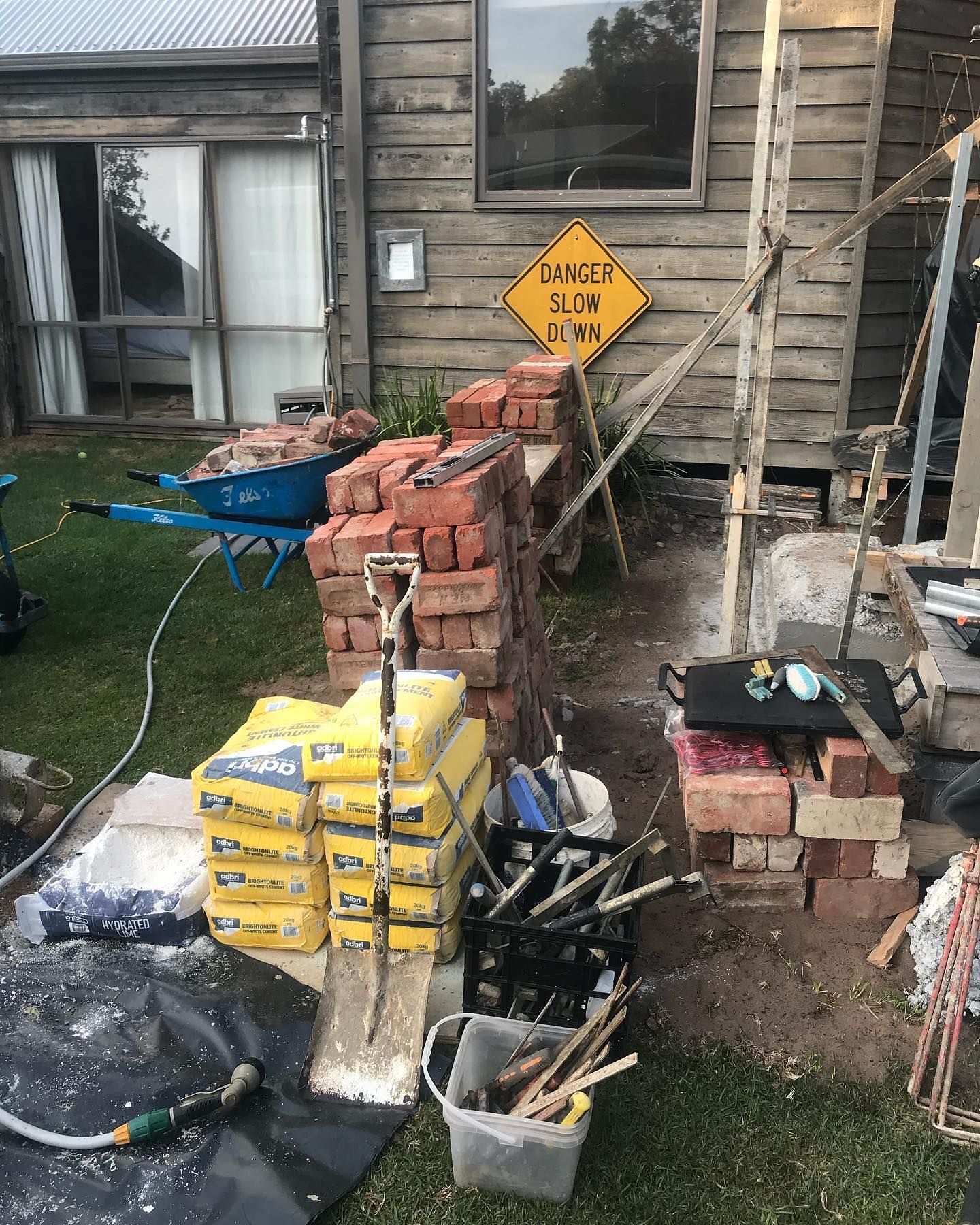brick fireplace outdoor preparation