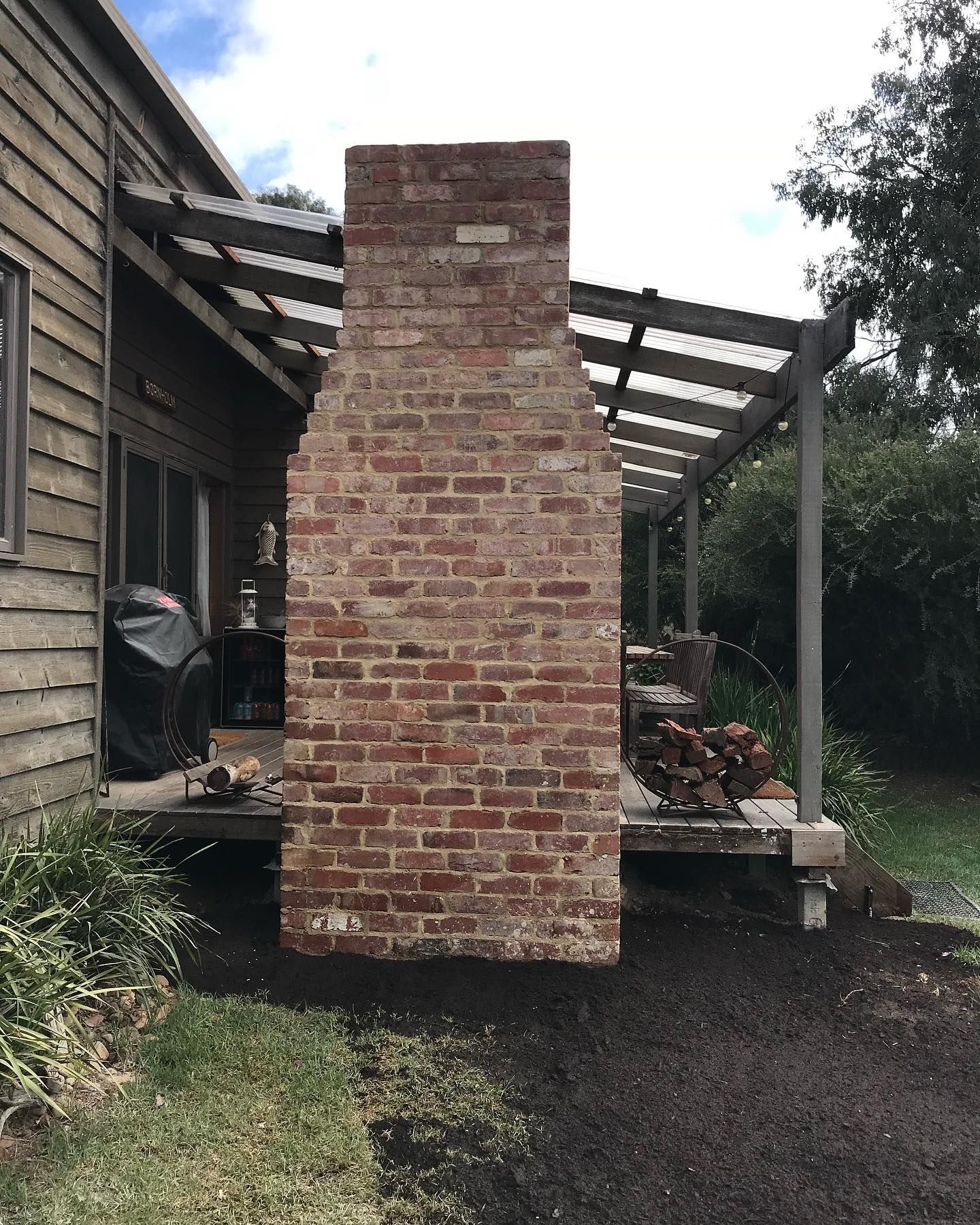 outdoor brick fireplace rear