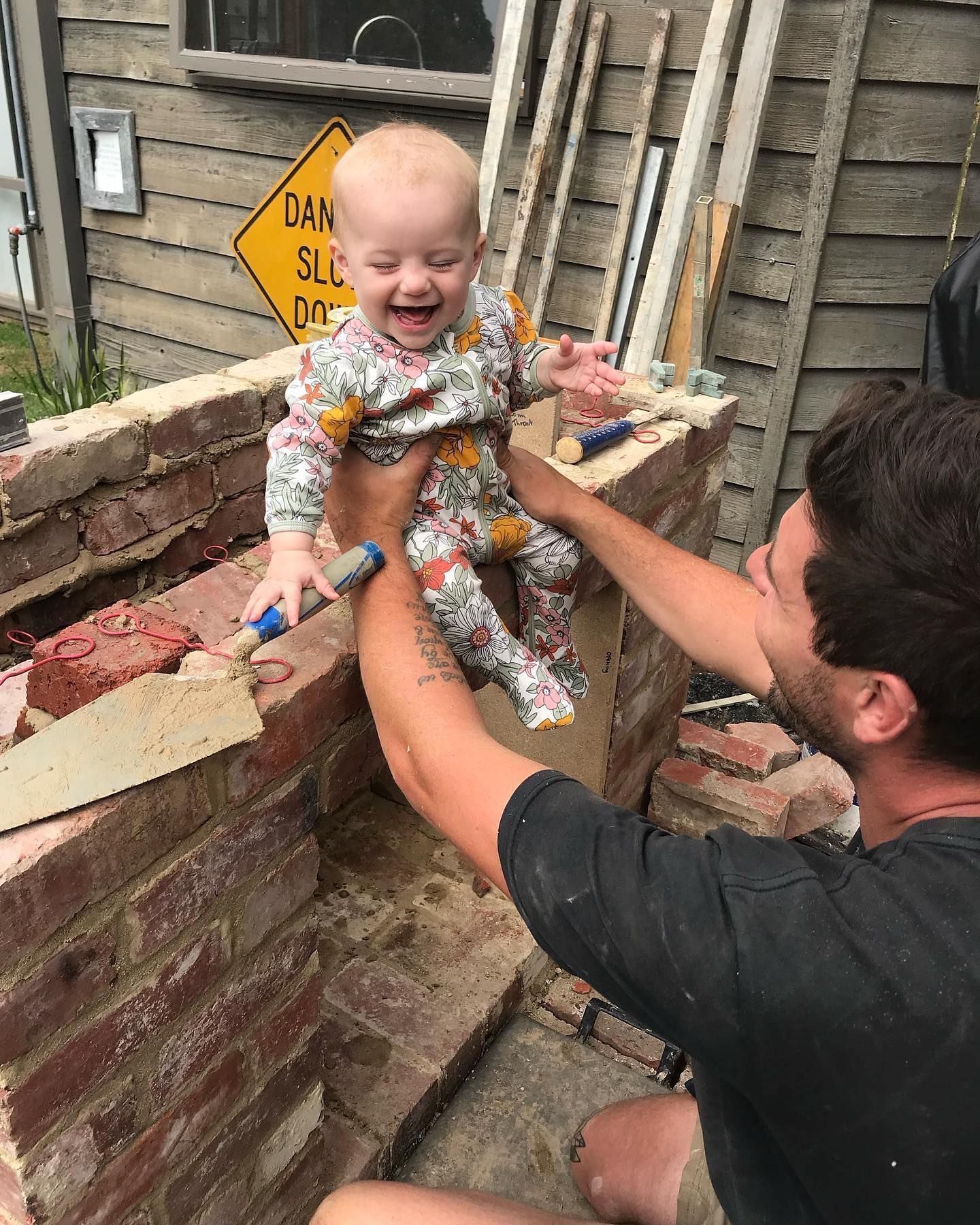 brick fire place construction wholesome photo