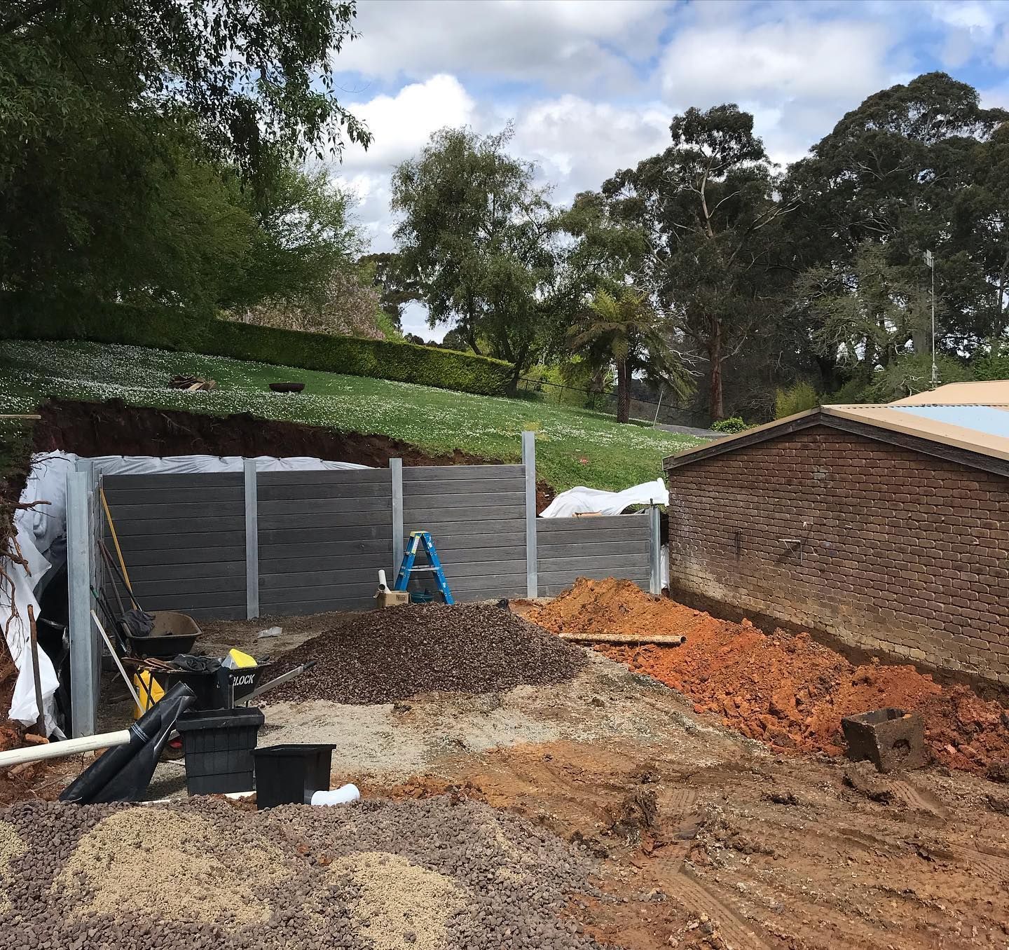 retaining wall sleeper concrete