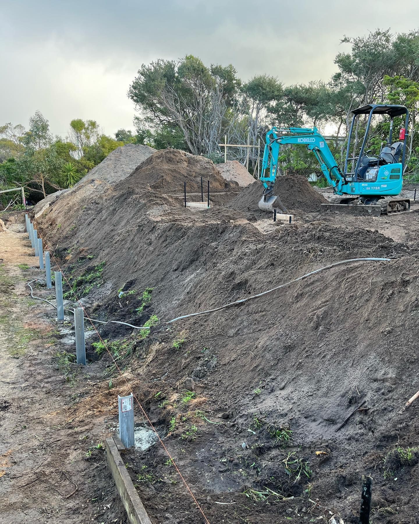 earthworks for a retaining wall
