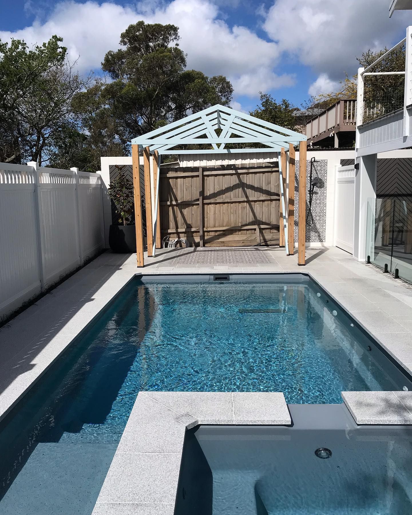 poolside pergola construction